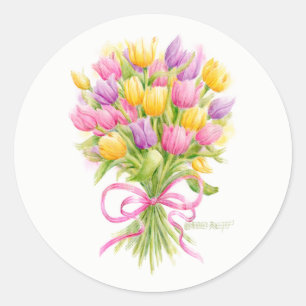 Frühlings-Tulpenstrauß-Aufkleber Runder Aufkleber