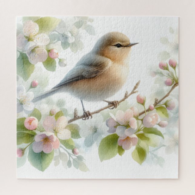Frühlings-Vogel-Kirschblüten-Aquarell (Vertikal)