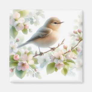 Frühlings-Vogel-Kirschblüten-Aquarell Magnet