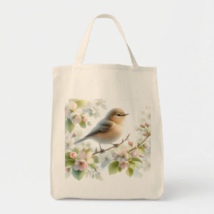 Frühlings-Vogel-Kirschblüten-Aquarell Tragetasche