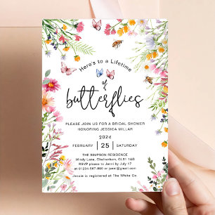 Frühlings-Wild-Blumen-Schmetterling-Braut-Party Einladung