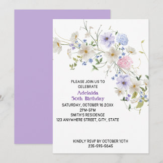 Frühlings-Wildblumen Boho Lila Pink-Blume Einladung