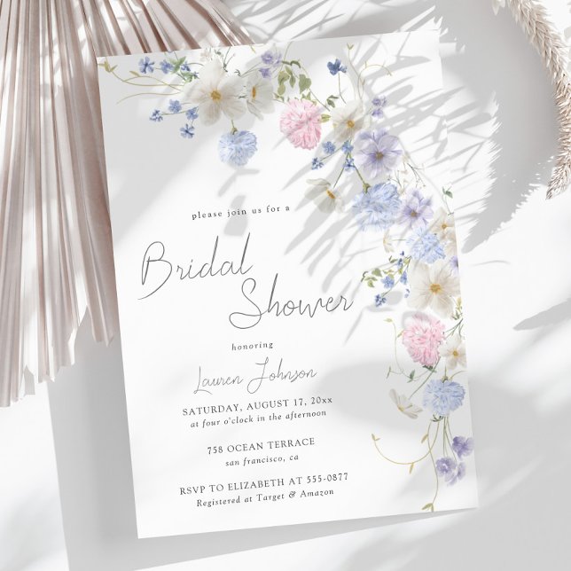 Frühlings-Wildblumen Lila Rosa Brautparty Einladung (Von Creator hochgeladen)