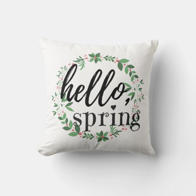 Frühlings-Wurfs-Kissen - hallo, Frühling Kissen (Vorderseite)