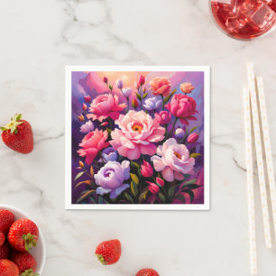 Frühlings-Zen-Sonnenaufgang Rosa Blüten Garten Serviette