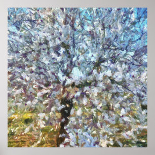Frühlingsanhänger Blossom Pointillism Kunstwerk Poster