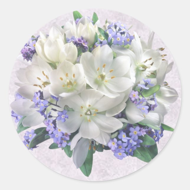 Frühlingsanzeige. Krokusse und Runder Aufkleber (Vorderseite)