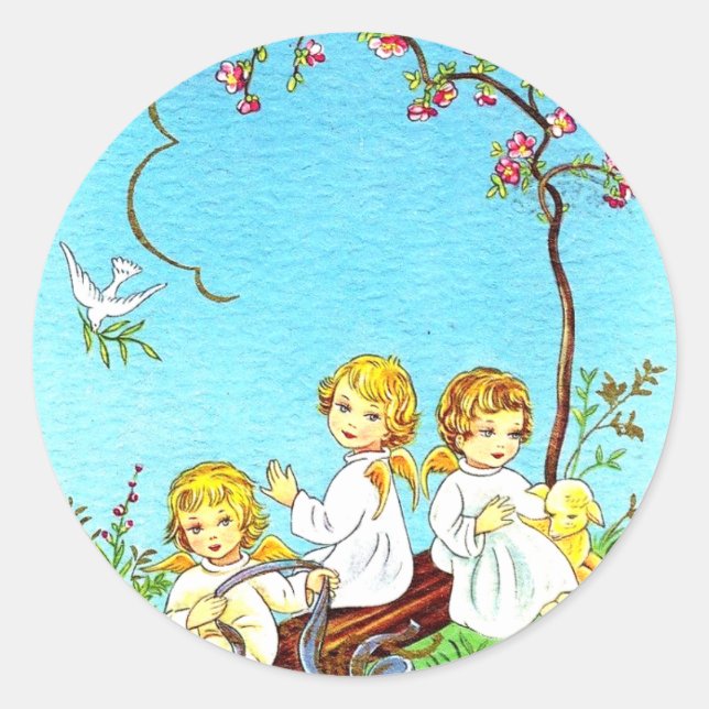 Frühlingsaufkleber, Naben und Lamm Runder Aufkleber (Vorderseite)