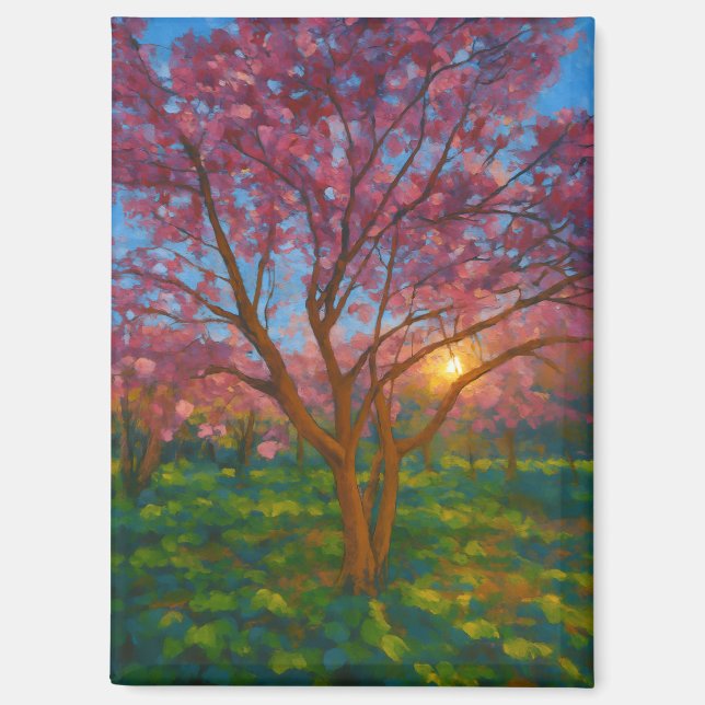 Frühlingsaufwachen - blühende Baumlandschaft Magnet (Vorderseite)