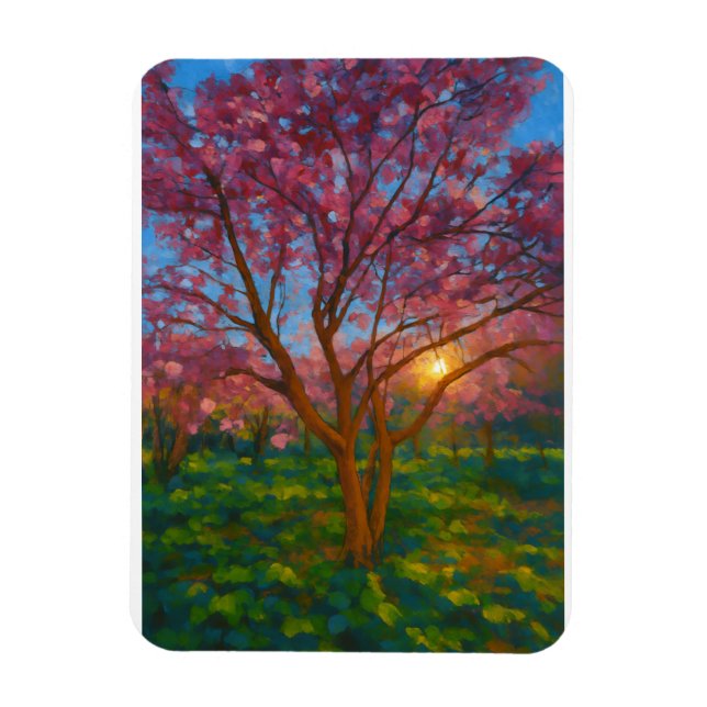 Frühlingsaufwachen - blühende Baumlandschaft Magnet (Vertikal)