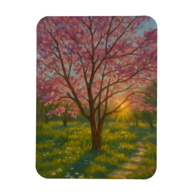 Frühlingsaufwachen - blühende Baumlandschaft Magnet (Vertikal)
