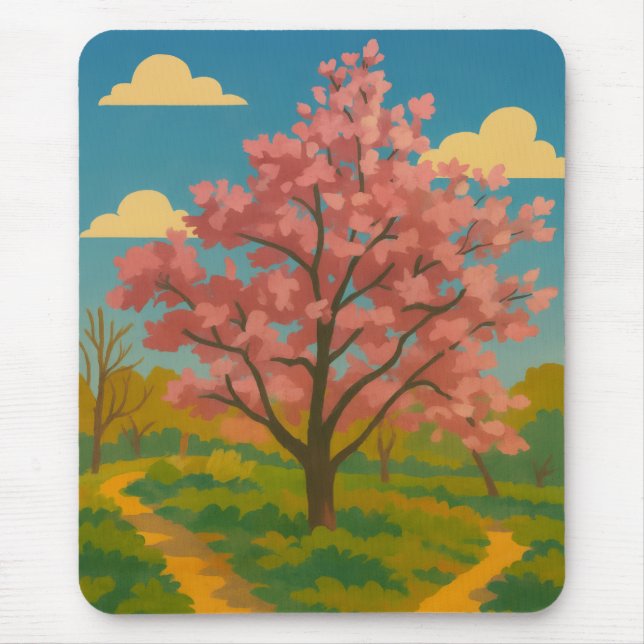 Frühlingsaufwachen - blühende Baumlandschaft Mousepad (Vorne)
