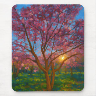 Frühlingsaufwachen - blühende Baumlandschaft Mousepad