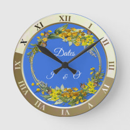 Frühlingsbecher Blume in den Wolken Runde Wanduhr