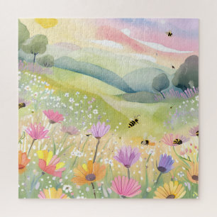 Frühlingsbienen Blumenfelder Blumige Farbige Nat