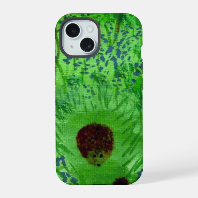 Frühlingsblauglöckchen-Wald-Igel iPhone 15 Hülle (Rückseite)
