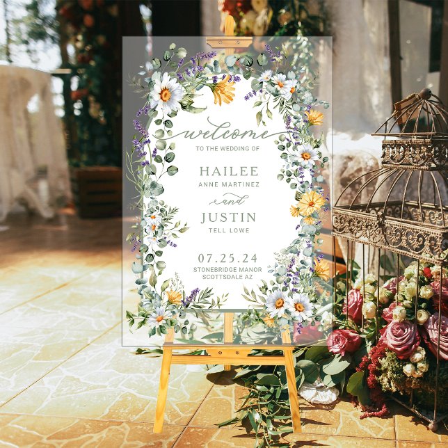 Frühlingsblühende Wildblume Begrüßung Acrylschild (Von Creator hochgeladen)