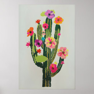 Frühlingsblühender Kaktus Druckbare Wandkunst Poster