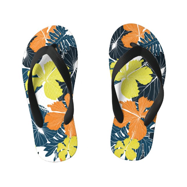 Frühlingsblume: Vintage Blütentextur Kinderbadesandalen (Fußbett)