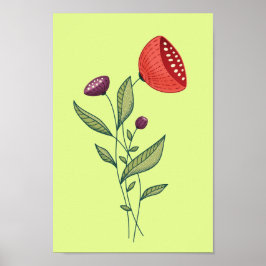 Frühlingsblumen Abstrakt Botanische Linie Art Poster