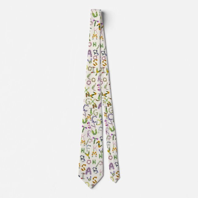 Frühlingsblumen - Alphabet Boho Krawatte (Vorderseite)
