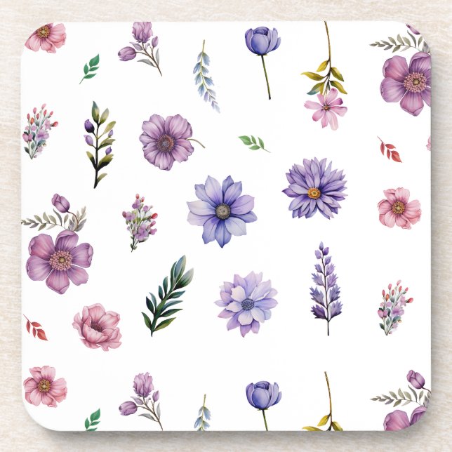 Frühlingsblumen Aquarellfarben Hütte-Kern-Set Getränkeuntersetzer (Vorderseite)