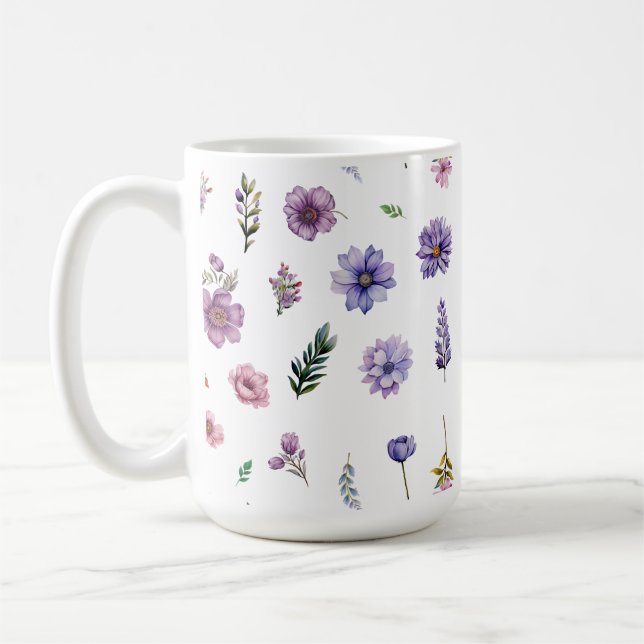 Frühlingsblumen Aquarellfarben Hütte-Kern-Set Kaffeetasse (Links)