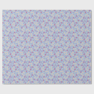 Frühlingsblumen auf blauem Hintergrund Geschenkpapier