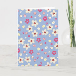 Frühlingsblumen auf blauem Hintergrund Karte