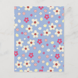Frühlingsblumen auf blauem Hintergrund Postkarte