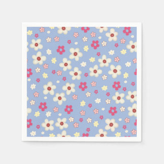 Frühlingsblumen auf blauem Hintergrund Serviette