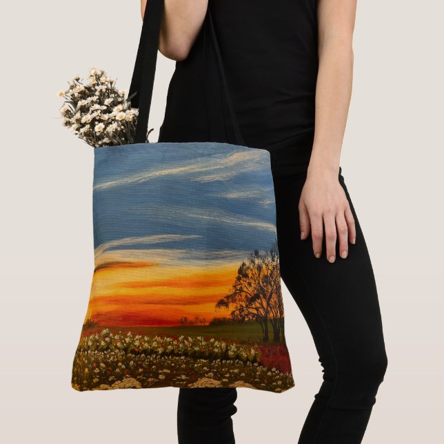 Frühlingsblumen bei Sonnenuntergang, von Gary Poli Tasche (Von Nahem)