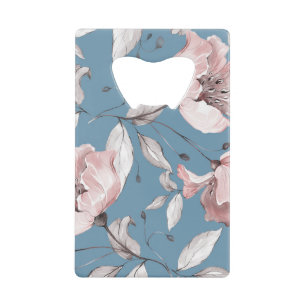 Frühlingsblumen, Blätter, nahtloses Design Geldbeutel Flaschenöffner