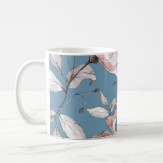 Frühlingsblumen, Blätter, nahtloses Design Kaffeetasse