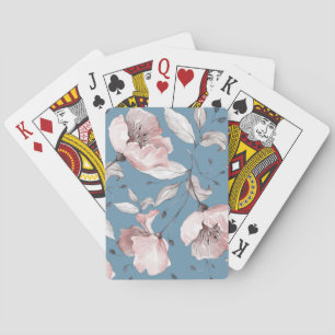 Frühlingsblumen, Blätter, nahtloses Design Spielkarten