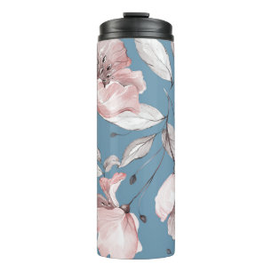 Frühlingsblumen, Blätter, nahtloses Design Thermosbecher