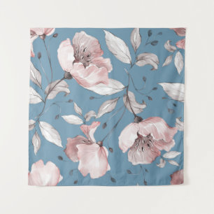 Frühlingsblumen, Blätter, nahtloses Design Wandteppich