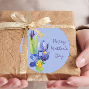 Frühlingsblumen - Blau Frohen Muttertag Runder Aufkleber