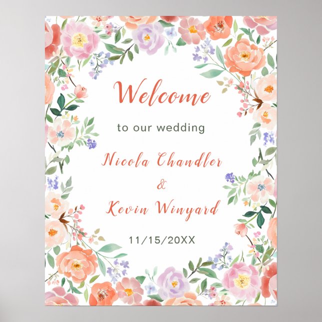 Frühlingsblumen-Blume Hochzeit Poster (Vorne)