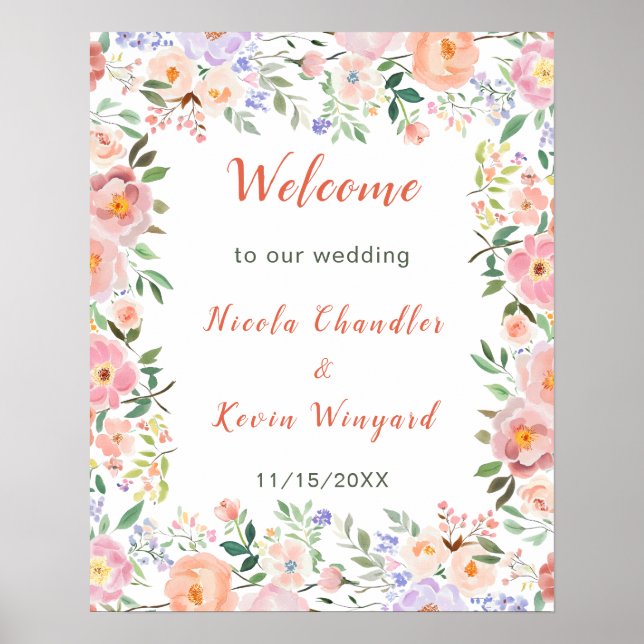 Frühlingsblumen-Blume Hochzeit Poster (Vorne)