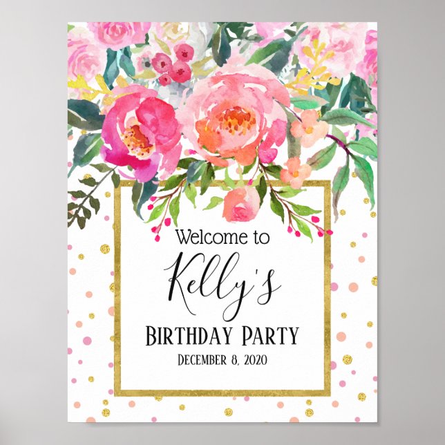 Frühlingsblumen, Blumen, Begrüßungszeichen Poster (Vorne)