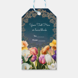 Frühlingsblumen Blumenrahmen Elegant Chic Gefallen Geschenkanhänger