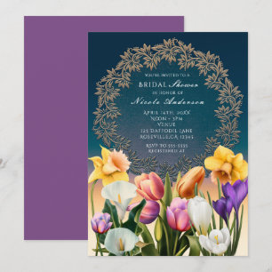 Frühlingsblumen Blumenrahmen Elegante Einladungen