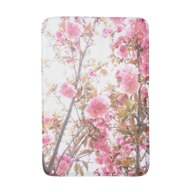Frühlingsblumen Blumenrosa Kirschblossom Art Niedl Badematte (Vorderseite Vertikal)