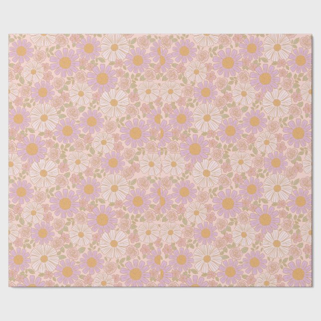 Frühlingsblumen Boho-Geschenkpapier Geschenkpapier (Saum)