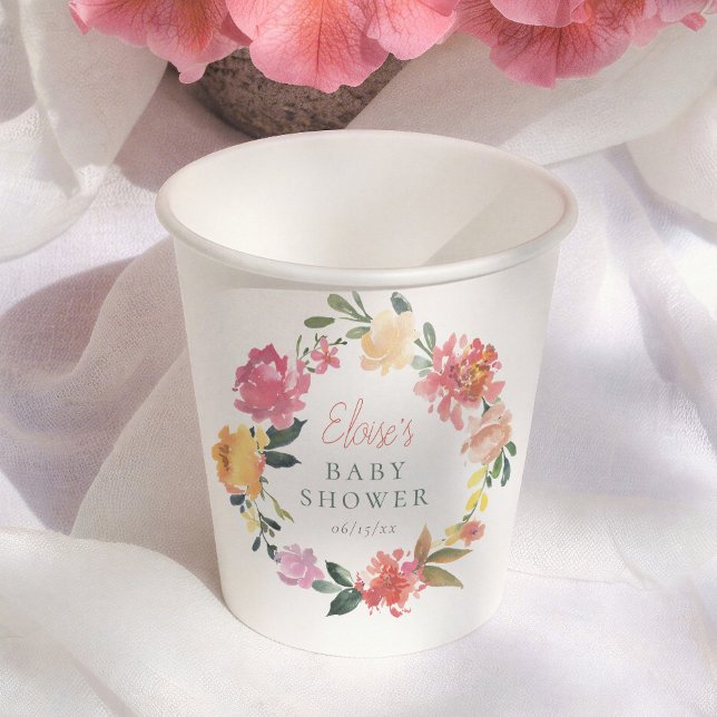 Frühlingsblumen Boho Mädchen Baby Shower Pappbecher (Von Creator hochgeladen)