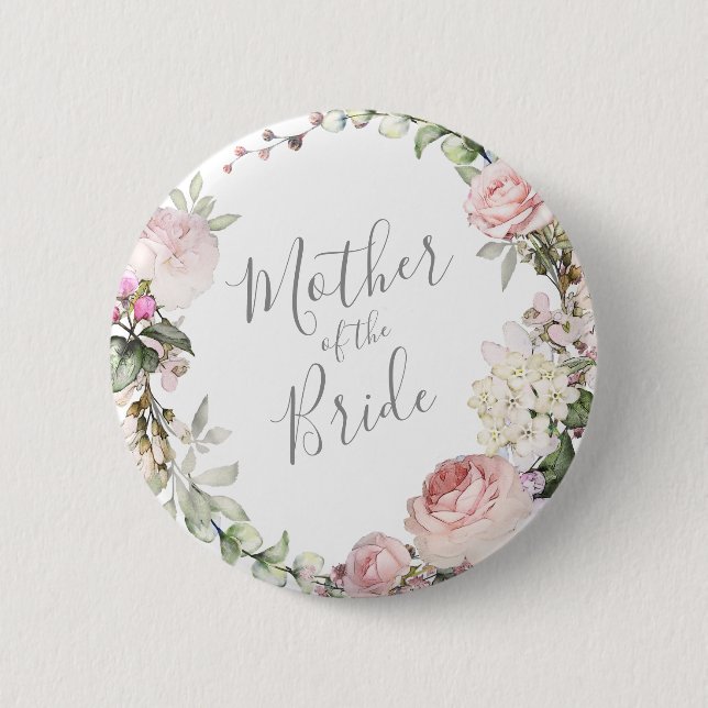 Frühlingsblumen Brautmutter-Anstecker Button (Vorderseite)