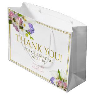 Frühlingsblumen Chic Elegante Rosa & Gold Hochzeit Große Geschenktüte