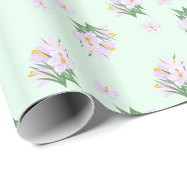 Frühlingsblumen Crocuses Geschenkpapier (Rolleneckpunkt)