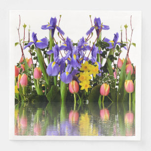 Frühlingsblumen, Daffodil, Tulip, Crocus Serviette